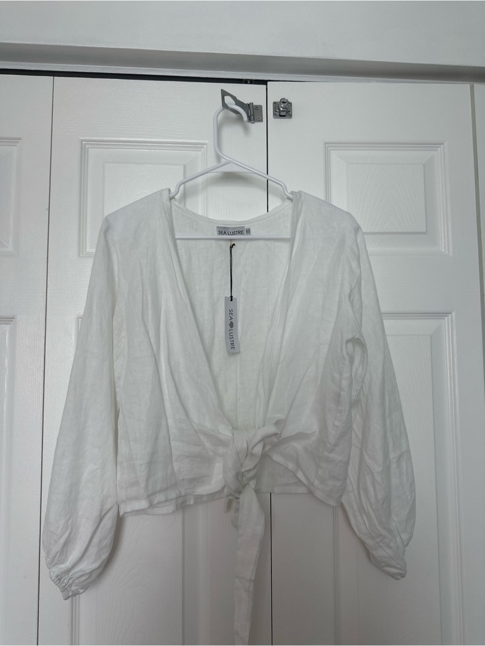 SEA LUSTRE White Linen Tie Front Blouse | NWT
